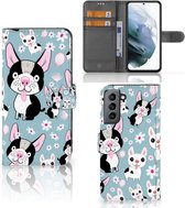 Flipcover Geschikt voor Samsung Galaxy S21 FE Telefoon Hoesje Cadeau voor Kleinzoon Hondjes