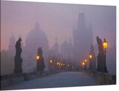 Wereldberoemde Karelsbrug in Praag bij dageraad - Foto op Canvas - 90 x 60 cm