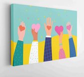 Donation concept and donation. Give your love to people and share. Hands are holding a heart symbol. - Moderne schilderijen - Horizontal - 1179033160 - 115*75 Horizontal