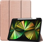 Hoes Geschikt voor iPad Pro 2021 (12,9 inch) Hoes Book Case Hoesje Trifold Cover Met Uitsparing Geschikt voor Apple Pencil - Hoesje Geschikt voor iPad Pro 12,9 inch (2021) Hoesje Bookcase - Rosé goud