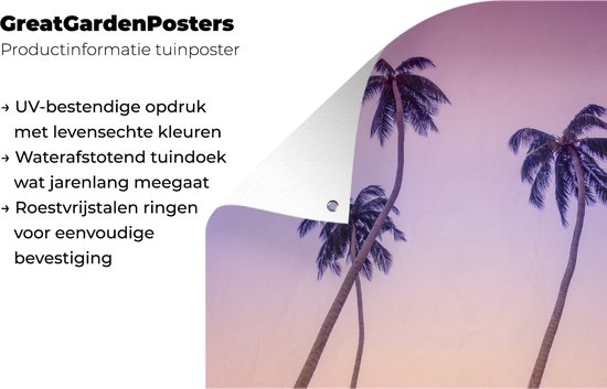 Décoration murale extérieur Silhouettes de palmiers sinueux colorés ciel - 160x120 cm - Toile jardin - Affiche extérieure