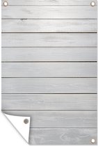 Muurdecoratie Achtergrond van witte planken - 120x180 cm - Tuinposter - Tuindoek - Buitenposter
