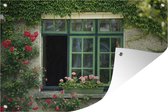 Muurdecoratie Raam - Bloemen - Vintage - 180x120 cm - Tuinposter - Tuindoek - Buitenposter