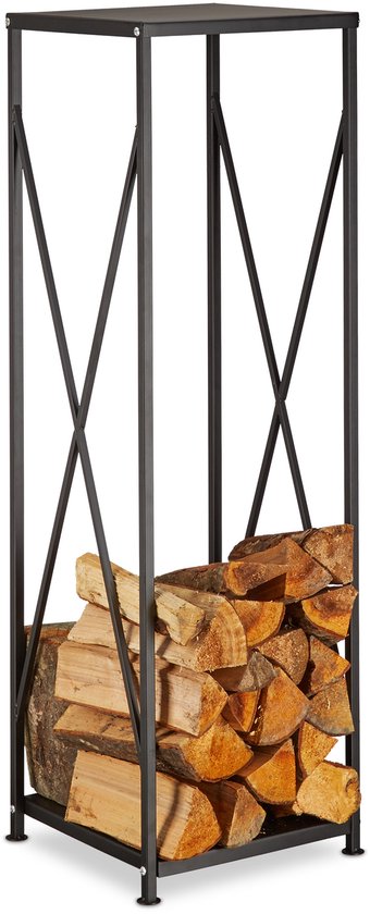 Range Bûche Intérieur Porte-Bûches Métal Charge 60 kg pour Rangement Bois Intérieur Porte Bûche Cheminée pour Poêl Foyer 46 x 34 x 45 cm