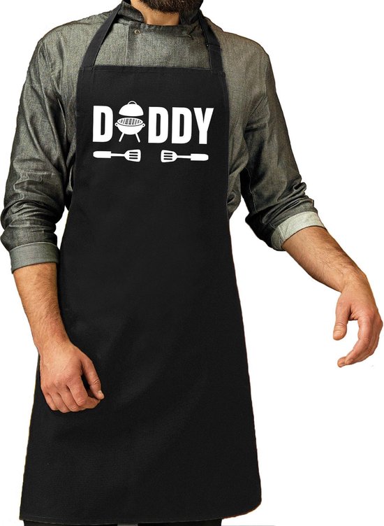 Daddy bbq / barbecue cadeau katoenen schort zwart heren