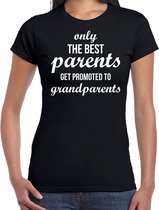 Only the best parents get promoted to grandparents t-shirt zwart voor dames - Cadeau aankondiging zwangerschap oma en opa 2XL