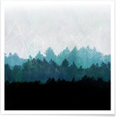 JUNIQE - Poster Woods Abstract -50x50 /Blauw & Grijs