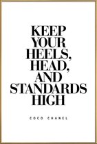 JUNIQE - Poster met kunststof lijst Keep Your Heels - Citaat van Coco