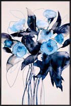JUNIQE - Poster met kunststof lijst Bloom Series True Blue -30x45