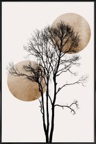 JUNIQE - Poster in kunststof lijst Sun And Moon Hiding Gold -40x60