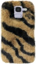 ADEL Siliconen Back Cover Softcase Hoesje Geschikt Voor Samsung Galaxy J6 (2018) - Luipaard Fluffy Bruin