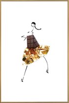 JUNIQE - Poster met kunststof lijst Chocolate -20x30 /Bruin & Geel