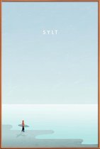 JUNIQE - Poster met kunststof lijst Sylt - retro -13x18 /Blauw