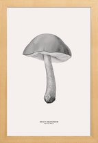 JUNIQE - Poster met houten lijst Bolete Mushroom -13x18 /Grijs & Ivoor