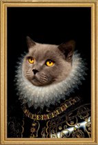 JUNIQE - Poster in houten lijst Golden Eyes -40x60 /Grijs & Zwart