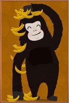 JUNIQE - Poster met kunststof lijst Gorilla Orange -40x60 /Oranje &