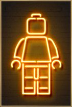 JUNIQE - Poster met kunststof lijst Neon Lego -40x60 /Oranje & Zwart