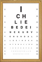 JUNIQE - Poster met houten lijst Eye Chart Ich Liebe Dich -60x90 /Wit