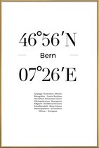JUNIQE - Poster met kunststof lijst Coördinaten Bern -40x60 /Wit &