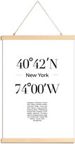 JUNIQE - Posterhanger Coördinaten New York -30x45 /Wit & Zwart