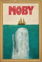 JUNIQE - Poster met houten lijst Moby -40x60 /Blauw & Rood