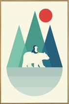 JUNIQE - Poster met kunststof lijst Bear You -40x60 /Blauw & Groen