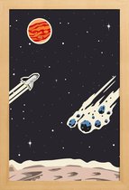 JUNIQE - Poster met houten lijst Space Rocket -13x18 /Zwart