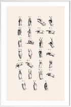 JUNIQE - Poster met kunststof lijst Vintage Sign Language Chart -13x18