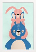 JUNIQE - Poster in houten lijst Bunny Rabbits -40x60 /Kleurrijk