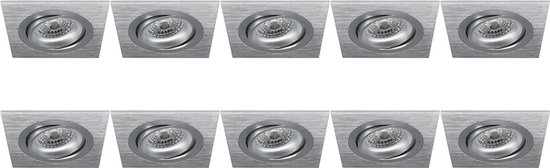 Spot Armatuur 10 Pack - Proma Borny Pro - GU10 Inbouwspot - Vierkant - Zilver - Aluminium - Kantelbaar - 92mm