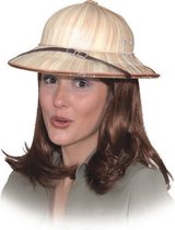 4x stuks tropen/safari thema verkleed helm van stro 60 cm - Carnaval hoeden/helmen