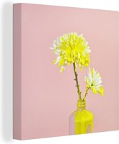 Peintures sur Toile - Fleurs - Peinture - Jaune - 20x20 cm - Décoration murale