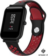 Siliconen Smartwatch bandje - Geschikt voor  Xiaomi Amazfit Bip sport band - zwart/rood - Strap-it Horlogeband / Polsband / Armband