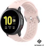 Siliconen Smartwatch bandje - Geschikt voor Strap-it Samsung Galaxy Watch 41mm / 42mm siliconen bandje met gaatjes - roze - Strap-it Horlogeband / Polsband / Armband