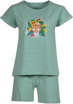 Woody Meisjes-Dames pyjama jadegroen-wit