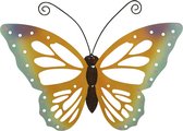Grote oranje/gele vlinders/muurvlinders 51 x 38 cm cm tuindecoratie - Tuindecoratie vlinders - Tuinvlinders/muurvlinders