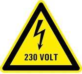 Waarschuwingsbord elektrische spanning 230 volt - kunststof 200 mm