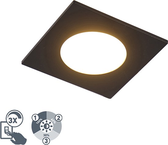 QAZQA - Spot encastrable - 1 lumière - L 90 mm - Zwart