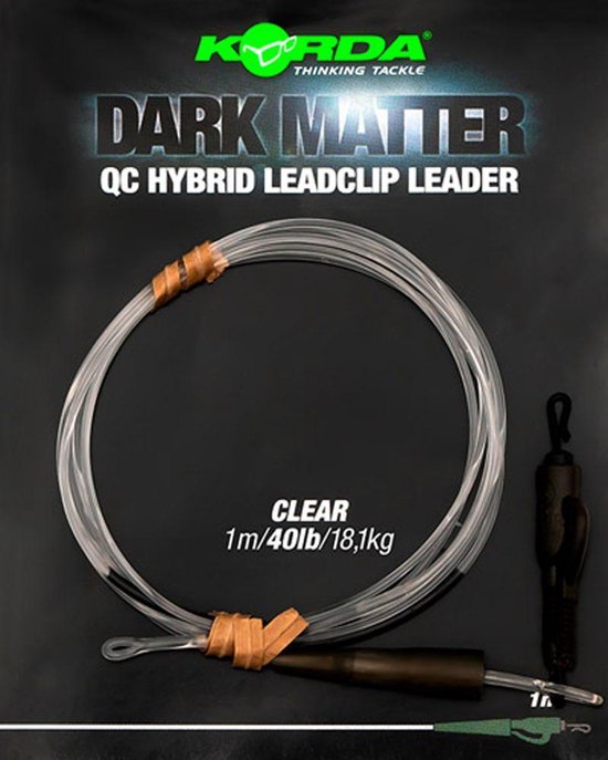 Korda Dark Matter Leader QC Hybrid Clip - Clear - 40lb - 1.00m - Clear - Korda