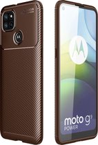 Motorola Moto G9 Power Hoesje - Mobigear - Racing Serie - TPU Backcover - Bruin - Hoesje Geschikt Voor Motorola Moto G9 Power