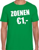 Fun t-shirt - zoenen 1 euro - groen - heren - Feest outfit / kleding / shirt L