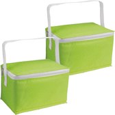 Set van 2x stuks kleine koeltassen voor lunch groen 20 x 14 x 12 cm 3.5 liter - Koeltassen