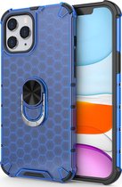 Apple iPhone 12 Pro Hoesje - Mobigear - Honeycomb Ring Serie - Hard Kunststof Backcover - Blauw - Hoesje Geschikt Voor Apple iPhone 12 Pro