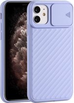 Apple iPhone 12 Pro Max Hoesje - Mobigear - Cam Slide Serie - TPU Backcover - Paars - Hoesje Geschikt Voor Apple iPhone 12 Pro Max