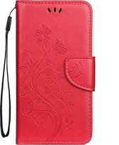 Apple iPhone 11 Pro Max Hoesje - Mobigear - Butterfly Serie - Kunstlederen Bookcase - Rood - Hoesje Geschikt Voor Apple iPhone 11 Pro Max