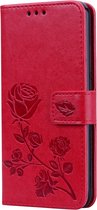Honor 10 Lite Hoesje - Mobigear - Roses Serie - Kunstlederen Bookcase - Rood - Hoesje Geschikt Voor Honor 10 Lite