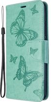 Xiaomi Mi Note 10 Hoesje - Mobigear - Butterfly Serie - Kunstlederen Bookcase - Turquoise - Hoesje Geschikt Voor Xiaomi Mi Note 10