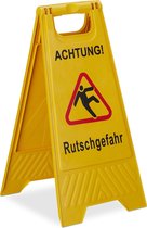 relaxdays waarschuwingsbord „Achtung Rutschgefahr“ - klapbaar - gladde vloer bord - geel