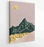 Luxury Gold Mountain wall art vector set. Earth tones landscapes backgrounds set with moon and sun. 2 - Moderne schilderijen – Vertical – 1871656357 - 40-30 Vertical