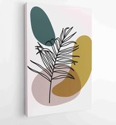 Botanical wall art vector set. Earth tone boho foliage line art drawing with abstract shape. 3 - Moderne schilderijen – Vertical – 1866300577 - 115*75 Vertical